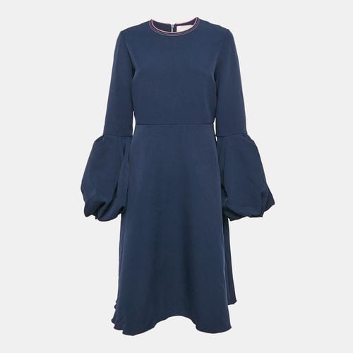 Roksanda Ilincic Navy Blue Crepe Puff Sleeve Aylin Midi Dress L - Roksanda Ilincic - Modalova