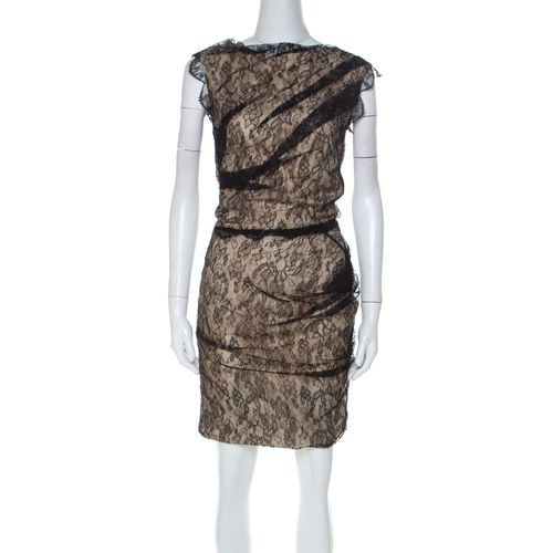 Roksanda Ilincic Black & Beige Lace & Silk Gather Detail Dress S - Roksanda Ilincic - Modalova