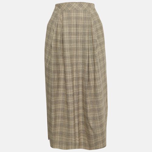 Roksanda Ilincic Beige Glen Plaid Wool Pleated Midi Skirt S - Roksanda Ilincic - Modalova