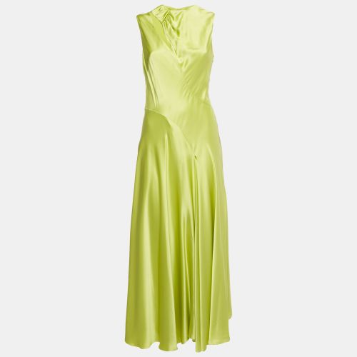 Roksanda Acid Green Satin Flared Maxi Dress M - Roksanda - Modalova