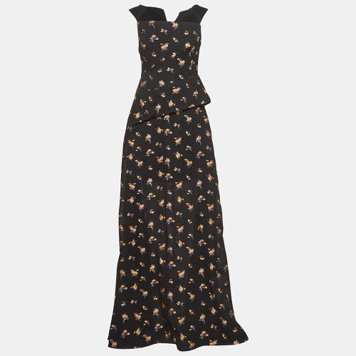 Roland Mouret Black Floral Textured Silk Blend Off Shoulder Heddon Gown M - Roland Mouret - Modalova