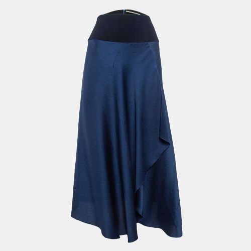 Roland Mouret Navy Blue Draped Silk Midi Skirt L - Roland Mouret - Modalova