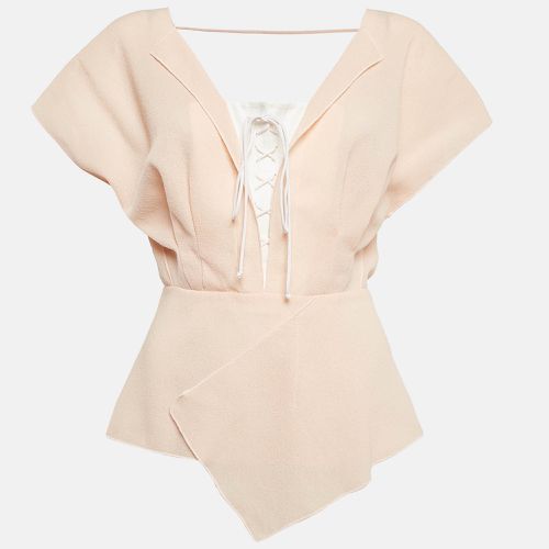 Roland Mouret Pink Wool Crepe Lace-Up Pleated Top S - Roland Mouret - Modalova