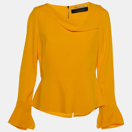 Roland Mouret Yellow Crepe Asymmetric Neck Top L - Roland Mouret - Modalova