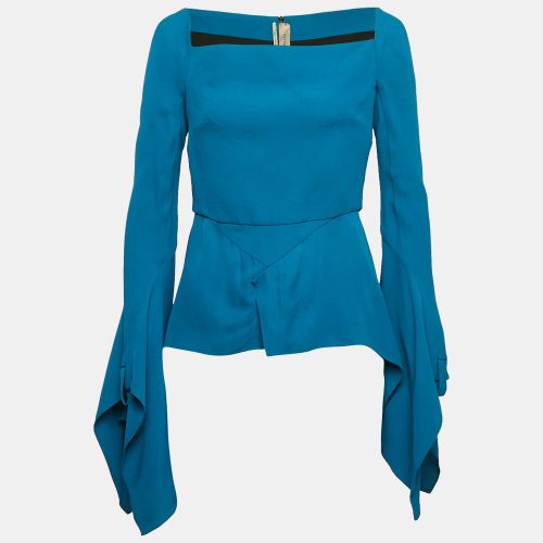 Roland Mouret Blue Crepe Flared Asymmetric Top M - Roland Mouret - Modalova