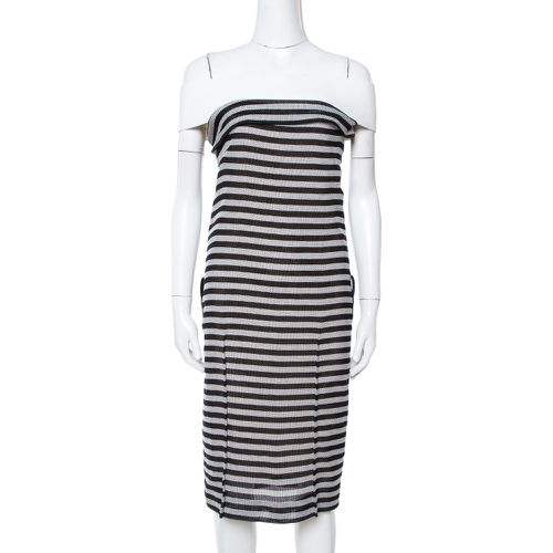 Roland Mouret Monochrome Striped Cotton Basketweave Layan Dress M - Roland Mouret - Modalova