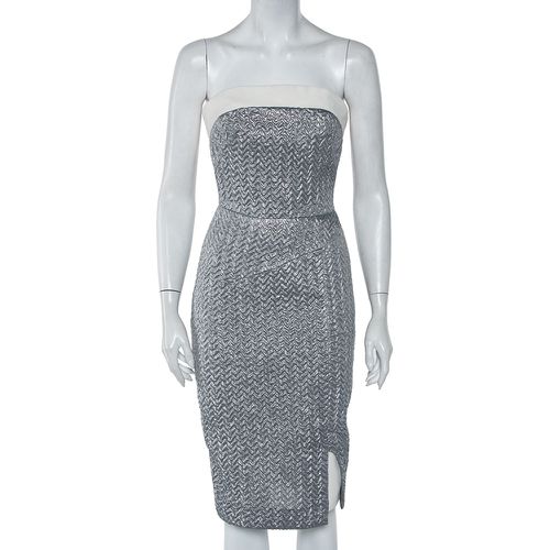 Roland Mouret Silver Embossed Lurex Strapless Ambrose Dress S - Roland Mouret - Modalova