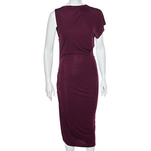 Roland Mouret Magenta Jersey Draped Detail Midi Dress L - Roland Mouret - Modalova