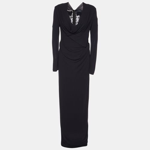 Roland Mouret Black Jersey Draped & Lace Back Maxi Dress M - Roland Mouret - Modalova