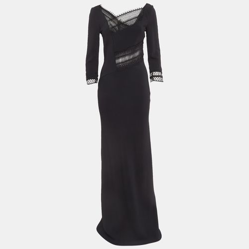 Roland Mouret Black Lace Trim Crepe Long Sleeve Maxi Dress M - Roland Mouret - Modalova