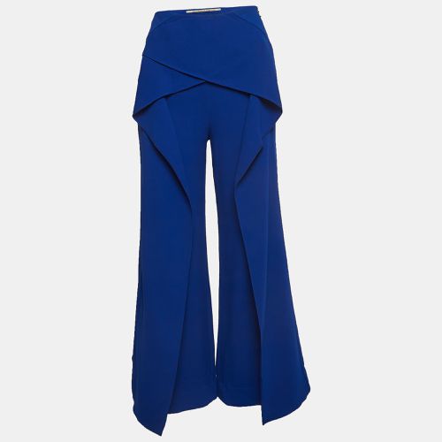 Limited Edition By Roland Mouret Blue Stretch Crepe Draped Slit Trousers S - Roland Mouret - Modalova