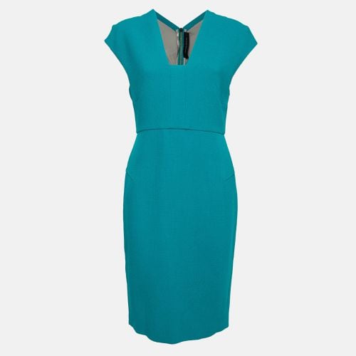 Roland Mouret Sea Green Wool Crepe Egerton V-Neck Sheath Dress L - Roland Mouret - Modalova