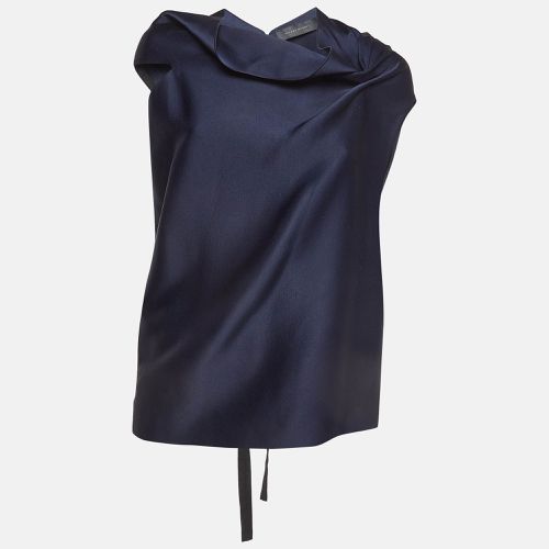 Roland Mouret Navy Blue Satin Asymmetric Eugene Top L - Roland Mouret - Modalova