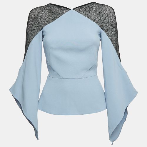 Roland Mouret Blue Crepe Lace Trimmed Flare Sleeve Top S - Roland Mouret - Modalova