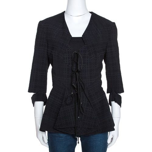 Roland Mouret Black Puckered Check Wool Blend Hanover Jacket L - Roland Mouret - Modalova