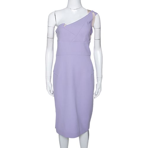 Roland Mouret Lavender Wool Crepe One Shoulder Aglais Dress L - Roland Mouret - Modalova