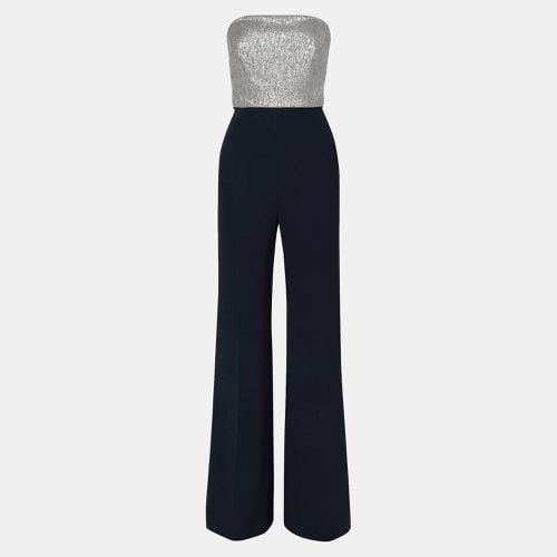 Roland Mouret Silver/Navy Lame & Crepe Strapless Jumpsuit XXL (UK 16) - Roland Mouret - Modalova