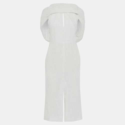 Roland Mouret Off-White Textured Silk Tie-Up Detail Midi Dress S (UK 8) - Roland Mouret - Modalova