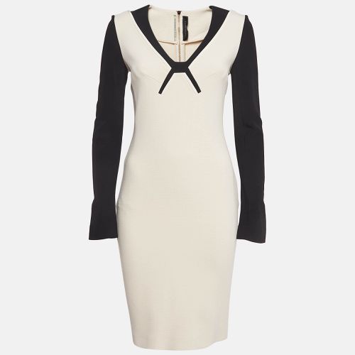 Roland Mouret Cream/Black Wool Blend Long Sleeve Mini Dress M - Roland Mouret - Modalova