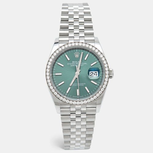 Rolex Green 18K White Gold Diamond Oystersteel Datejust 126284RBR Unisex Wristwatch 36 mm - Rolex - Modalova