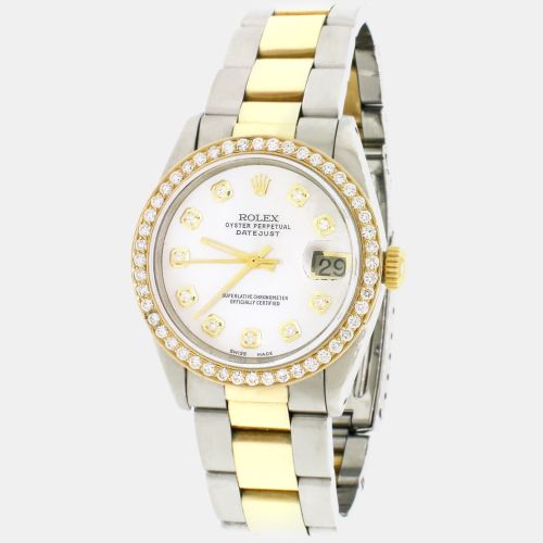 Customised MOP Diamond 18K Yellow Gold Stainless Steel Datejust Automatic Women's Wristwatch 31mm - Rolex - Modalova