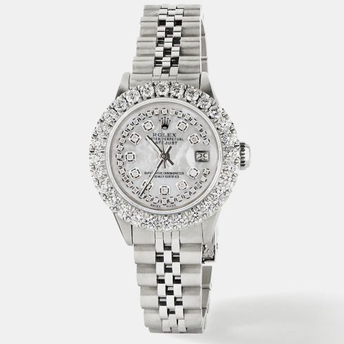 Customised MOP 2CT Diamond Stainless Steel Datejust Automatic Women's Wristwatch 26mm - Rolex - Modalova