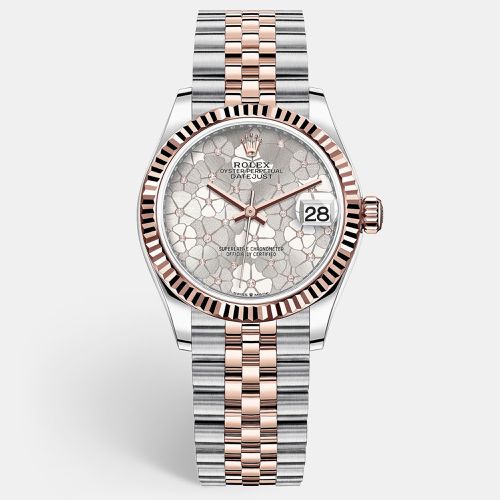 Rolex Datejust White Diamond Floral Dial 18k Rose Gold & Steel 31 mm - Rolex - Modalova