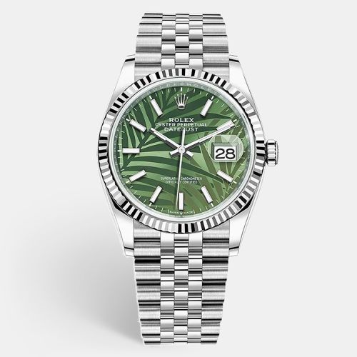 Rolex Datejust Green Palm Dial 36 mm - Rolex - Modalova