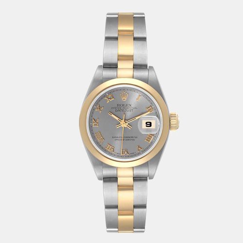 Slate 18k Yellow Gold And Stainless Steel Datejust 69163 Women's Wristwatch 26 mm - Rolex - Modalova