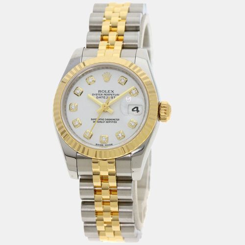 Diamonds 18K Yellow Gold And Stainless Steel Datejust 179173G Women's Wristwatch 26 mm - Rolex - Modalova