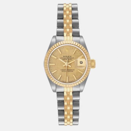 Rolex Datejust Steel Yellow Gold Champagne Linen Dial Ladies Watch 69173 26 mm - Rolex - Modalova