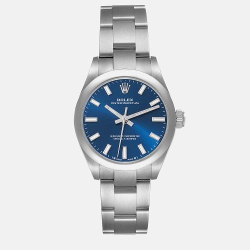 Rolex Oyster Perpetual Nondate Blue Dial Steel Ladies Watch 276200 28 mm - Rolex - Modalova