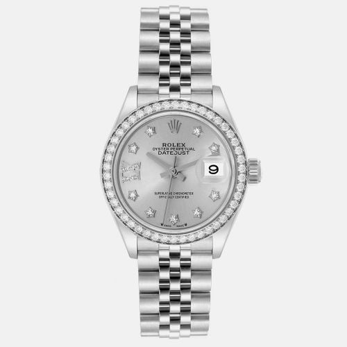 Rolex Datejust Steel White Gold Silver Dial Diamond Ladies Watch 279384 28 mm - Rolex - Modalova