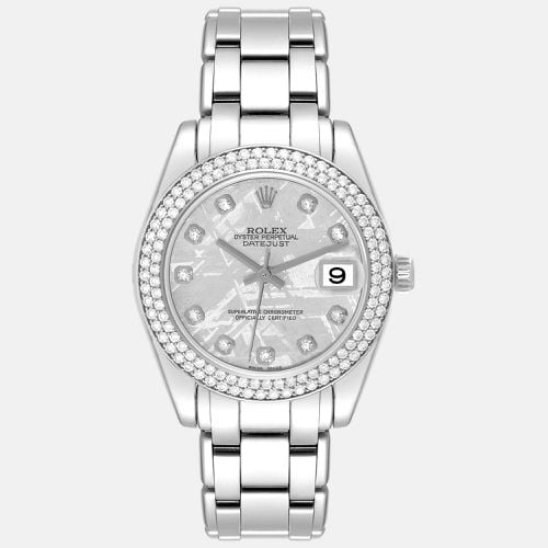 Rolex Pearlmaster White Gold Meteorite Dial Diamond Ladies Watch 81339 34 mm - Rolex - Modalova