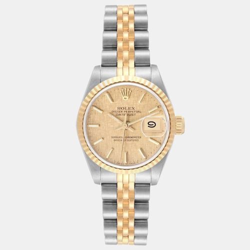 Rolex Datejust Champagne Linen Dial Steel Yellow Gold Ladies Watch 69173 26 mm - Rolex - Modalova