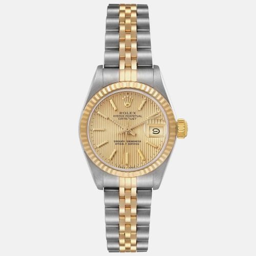 Rolex Datejust Champagne Tapestry Dial Steel Yellow Gold Ladies Watch 26 mm - Rolex - Modalova