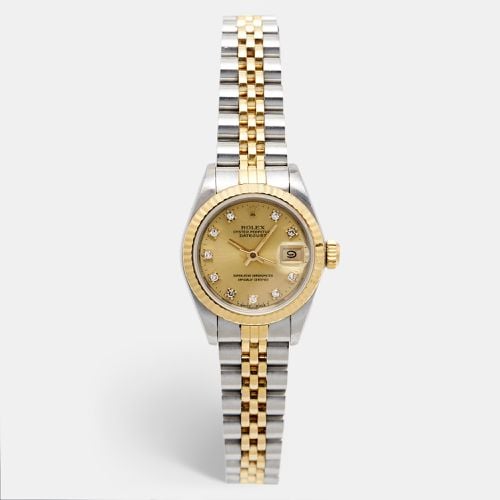 Champagne Diamonds 18K Yellow Stainless Steel Datejust 69173 Women's Wristwatch 26 mm - Rolex - Modalova