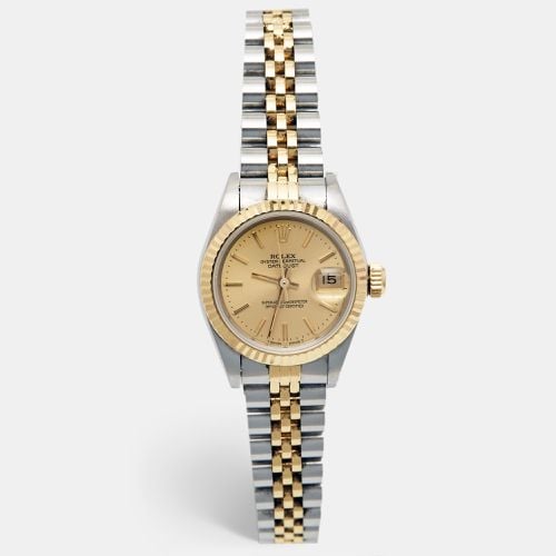 Champagne 18k Yellow Stainless Steel Datejust 69173 Women's Wristwatch 26 mm - Rolex - Modalova