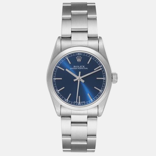 Rolex Oyster Perpetual Midsize Steel Blue Dial Ladies Watch 77080 31 mm - Rolex - Modalova