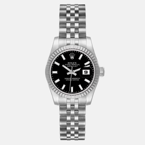 Rolex Datejust Steel White Gold Black Dial Ladies Watch 179174 26 mm - Rolex - Modalova