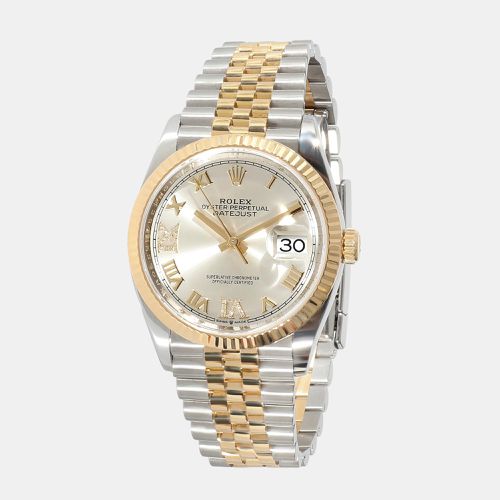 Rolex Silver 18k Yellow Gold Stainless Steel Datejust Automatic Women's Wristwatch 36 mm - Rolex - Modalova