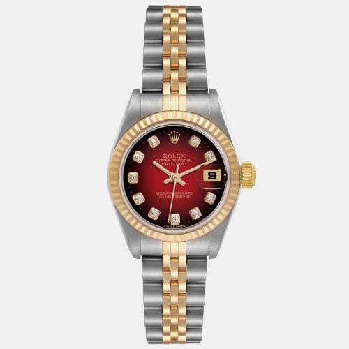 Rolex Datejust Steel Yellow Gold Red Vignette Diamond Dial Ladies Watch 26.0 mm - Rolex - Modalova