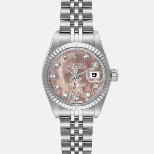 Datejust Steel White Gold Mother of Pearl Diamond Ladies Watch 179174 26 mm - Rolex - Modalova