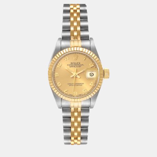 Datejust Steel Yellow Champagne Dial Ladies Watch 69173 - Rolex - Modalova