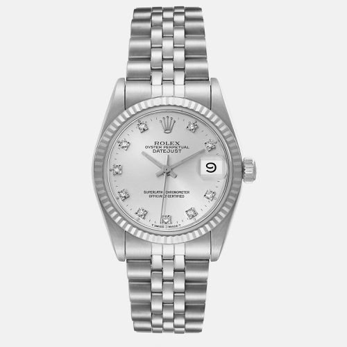 Datejust Midsize Steel White Gold Diamond Dial Ladies Watch 31.0 mm - Rolex - Modalova