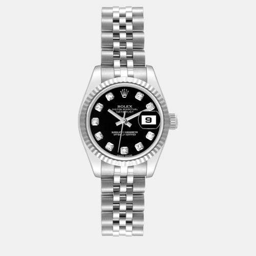 Rolex Datejust Steel White Gold Black Diamond Dial Ladies Watch 26.0 mm - Rolex - Modalova