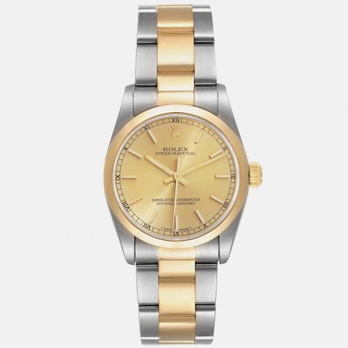 Rolex Midsize Champagne Dial Yellow Gold Steel Ladies Watch 31 mm - Rolex - Modalova