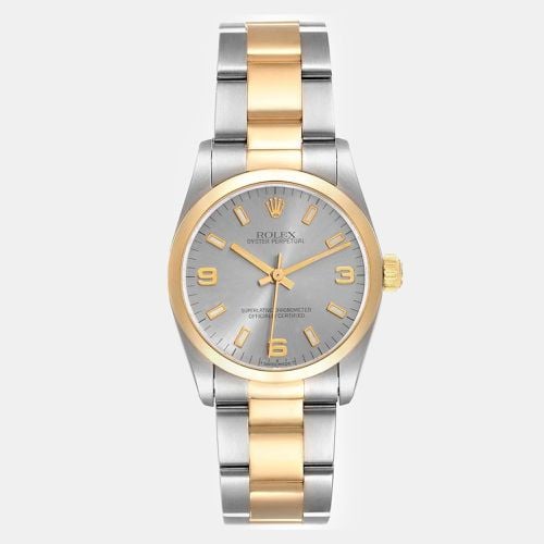 Rolex Midsize 31 Slate Dial Yellow Gold Steel Ladies Watch 67483 - Rolex - Modalova