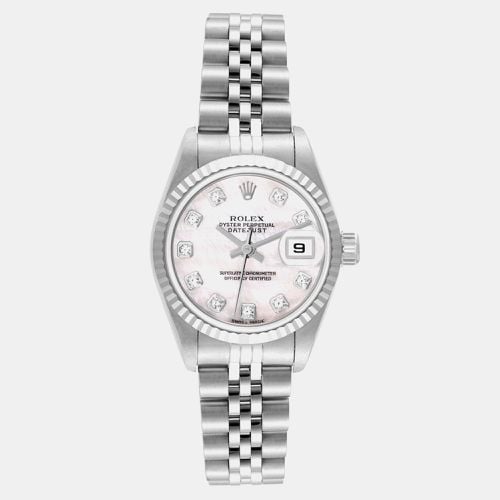 Rolex Datejust Steel White Gold Mother of Pearl Diamond Dial Ladies Watch 26.0 mm - Rolex - Modalova