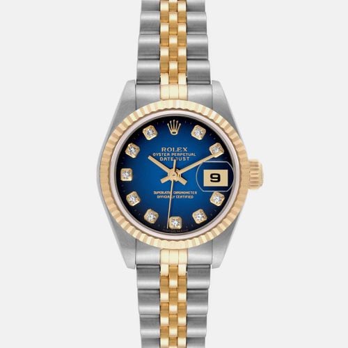 Rolex Datejust Steel Yellow Gold Blue Vignette Diamond Dial Watch 26.0 mm - Rolex - Modalova